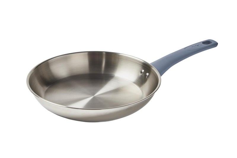 Tfal Essentials Stainless Steel Fry Pan 105 Inch Induction Compatible Oven Safe 350F Durability Performance Cookware Pots and Pans Chefs Pan Skillet Frying Pan Dishwasher Safe SilverBlue
