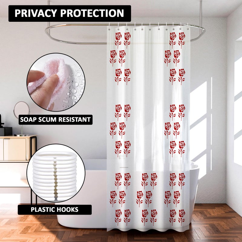 Kuber Industries (Pack of 3) Shower Curtain | 7 Feet | PVC Waterproof Window Curtain | Bathroom Shower Curtain | AC Curtains | Bathtub Curtains | 8 Rings Curtain | Red Painting | Transparent - Image 4