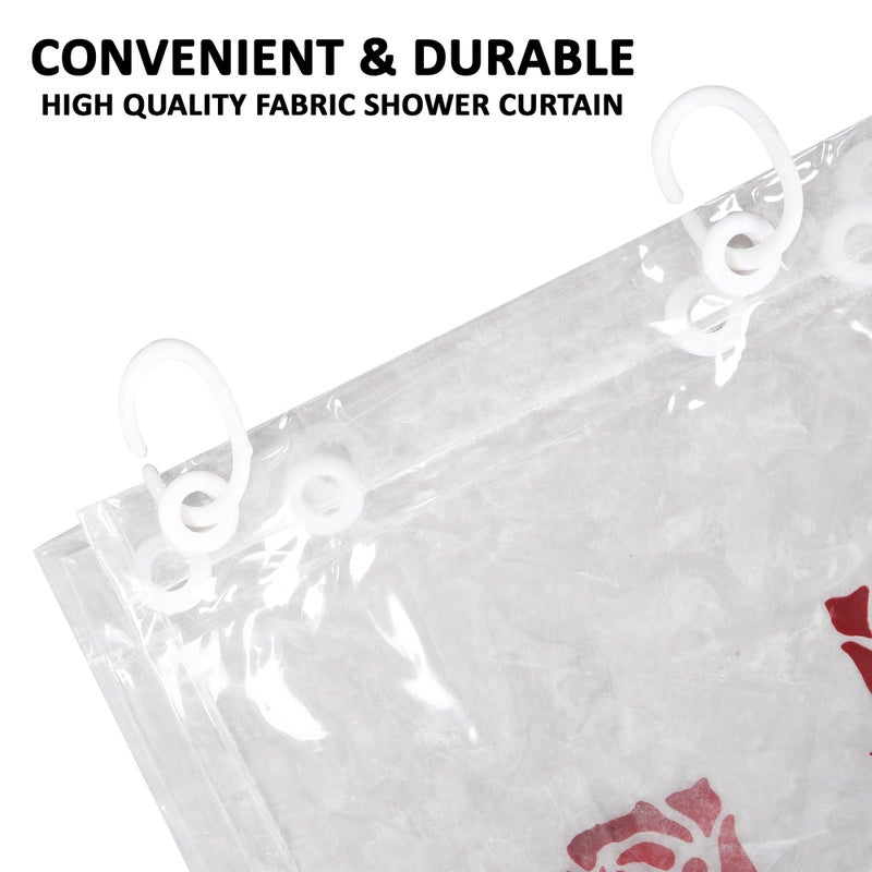 Kuber Industries (Pack of 3) Shower Curtain | 7 Feet | PVC Waterproof Window Curtain | Bathroom Shower Curtain | AC Curtains | Bathtub Curtains | 8 Rings Curtain | Red Painting | Transparent - Image 2