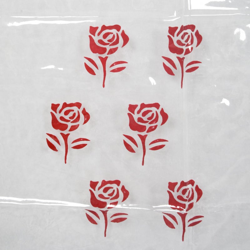 Kuber Industries (Pack of 3) Shower Curtain | 7 Feet | PVC Waterproof Window Curtain | Bathroom Shower Curtain | AC Curtains | Bathtub Curtains | 8 Rings Curtain | Red Painting | Transparent - Image 5