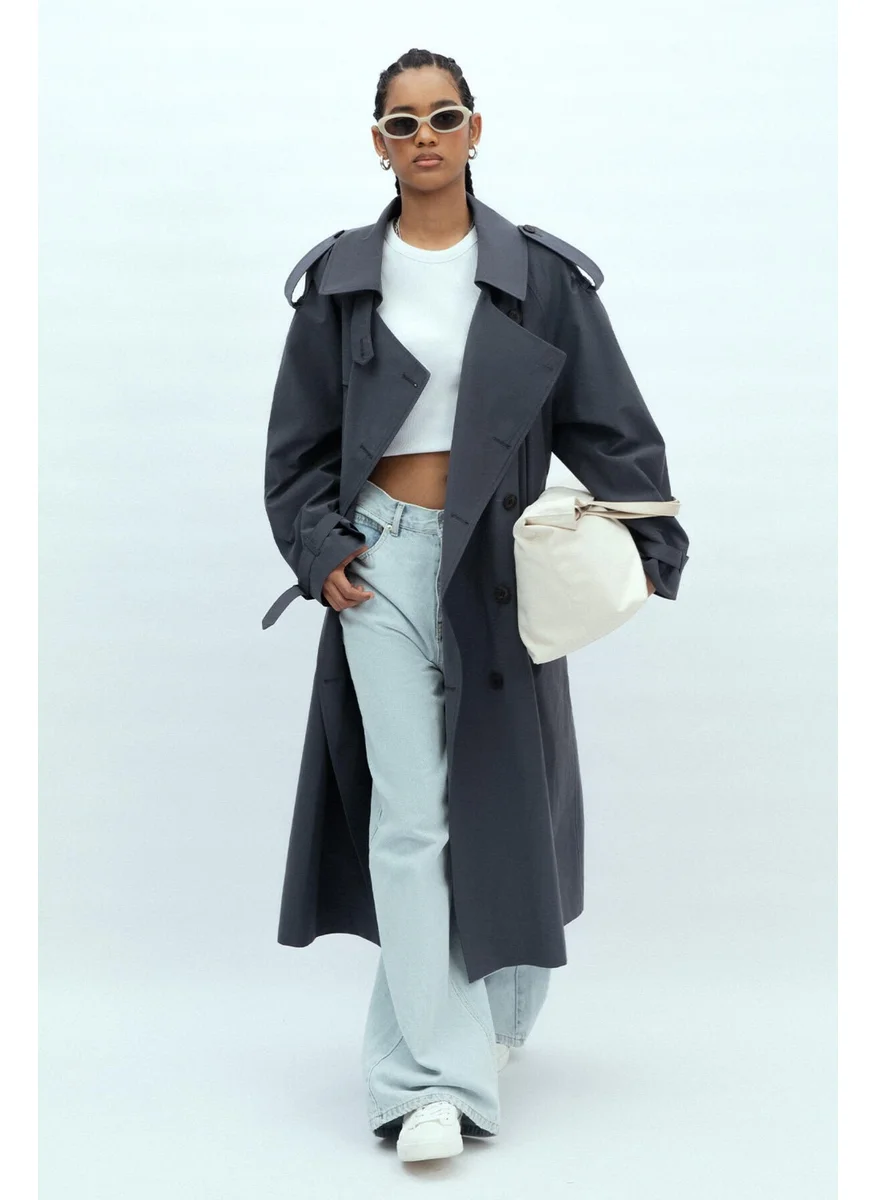 Manuka Copenhagen Oversize Trench Coat Navy Blue
