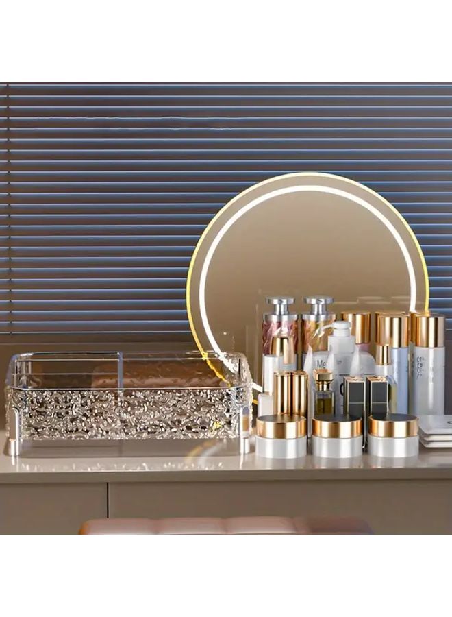1pc Elegant Wave Pattern Transparent Cosmetic Organizer High Quality Plastic Makeup Storage Box For Skincare Lipstick Perfume Desktop Vanity Organizer For Home Salon Decor Clear Wave Design Multi Use Storage - Image 5