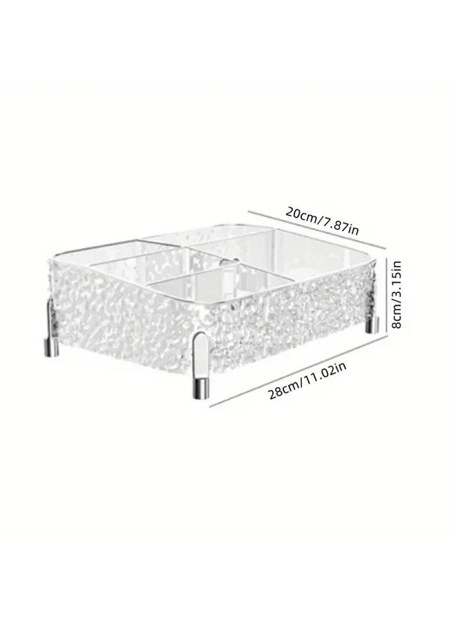 1pc Elegant Wave Pattern Transparent Cosmetic Organizer High Quality Plastic Makeup Storage Box For Skincare Lipstick Perfume Desktop Vanity Organizer For Home Salon Decor Clear Wave Design Multi Use Storage - Image 4