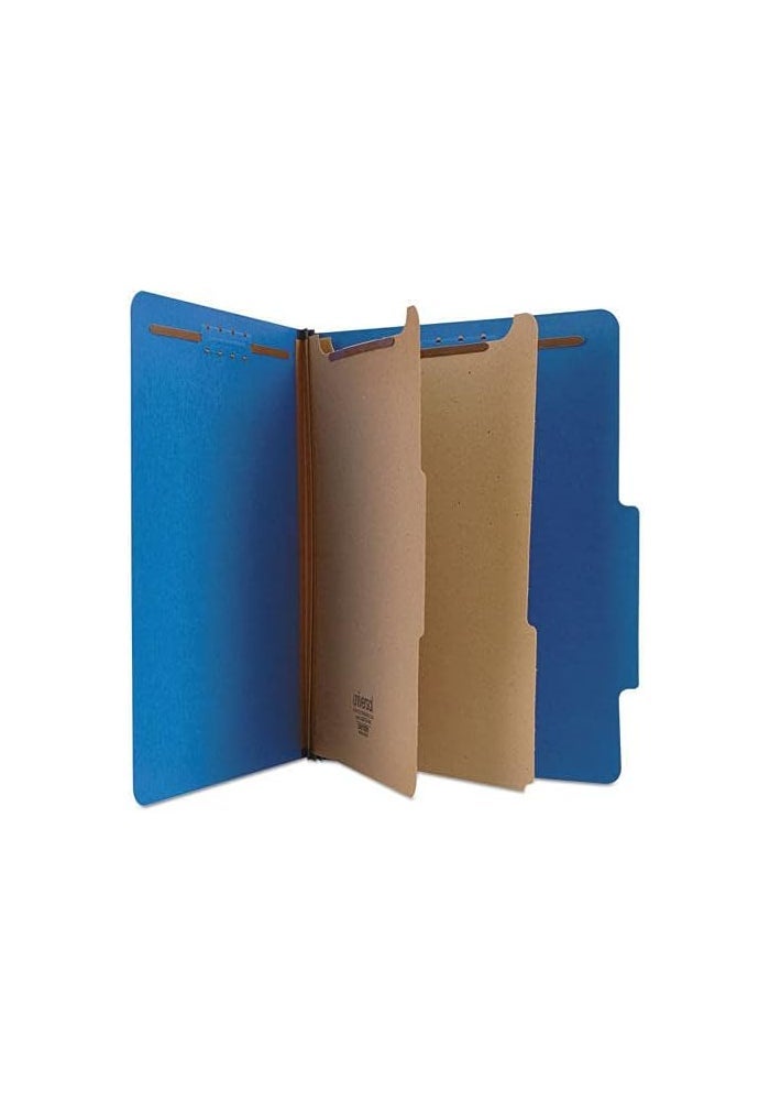 Universal Pressboard Classification Folders, Letter Size, Six-Section, Cobalt Blue, 10/Box - Image 4