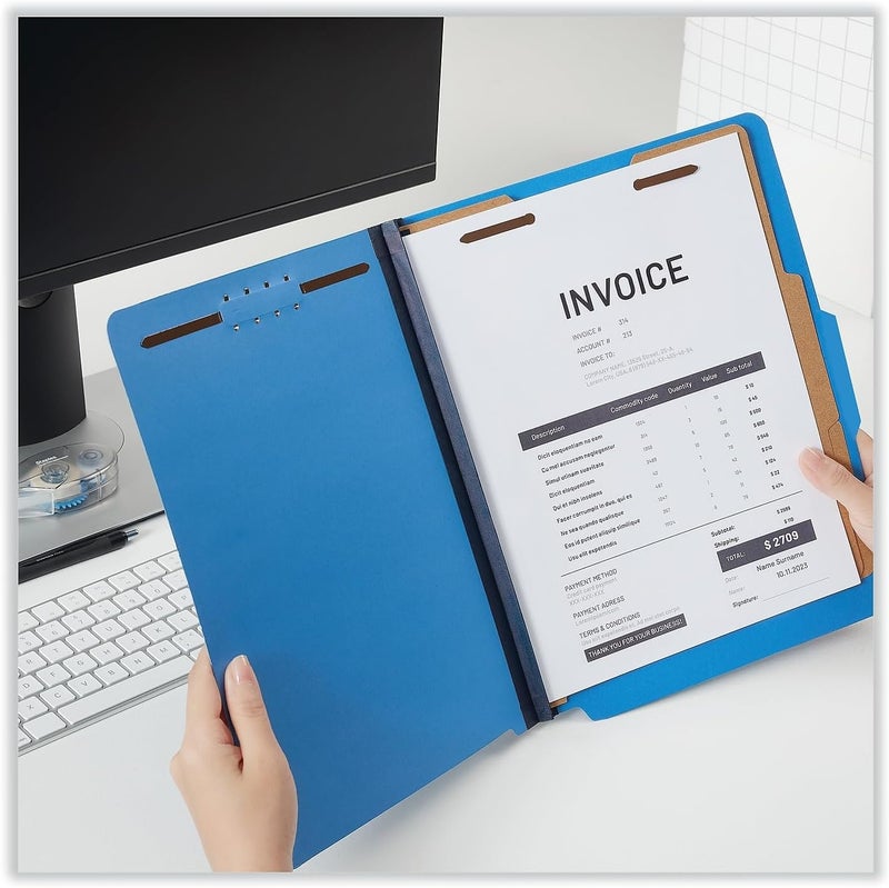 Universal Pressboard Classification Folders, Letter Size, Six-Section, Cobalt Blue, 10/Box - Image 3