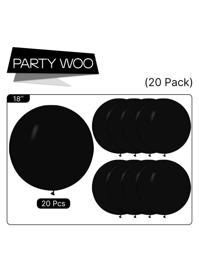 PartyWoo Black Balloons 20 pcs 18 Inch Large Big Jumbo Giant Matte Black Latex Helium Balloons for Graduation Halloween New Year Anniversary Birthday Retirement Party Decorations Black-Y18 - Image 5