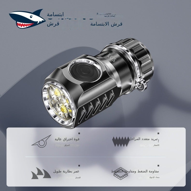 القرش المبتسم مصباح يدوي ليد فائق السطوع - محمول، قابل لإعادة الشحن، متعدد الوظائف - Image 2