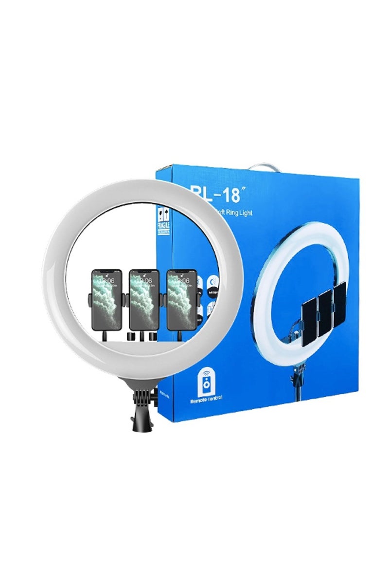 BlueFire Professional 18 Inch LED Ring Light 3200K-5600K with 480 Ultra-Bright LEDs, Adjustable Tripod Stand, 3 Phone Holders, Remote Control, Stepless Brightness & Color Temperature Adjustment, Complete Kit with Carrying Case – Perfect for Makeup, YouTube, Live Streaming, Photography & Selfies - Image 3