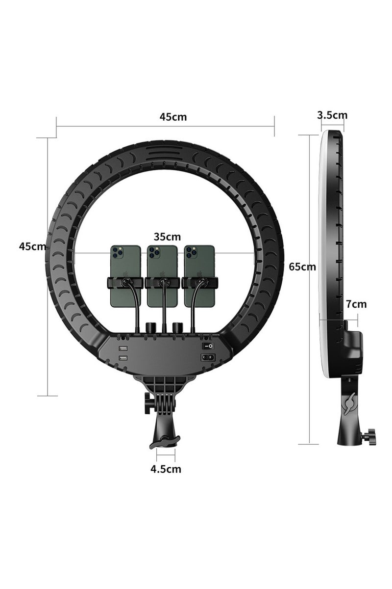 BlueFire Professional 18 Inch LED Ring Light 3200K-5600K with 480 Ultra-Bright LEDs, Adjustable Tripod Stand, 3 Phone Holders, Remote Control, Stepless Brightness & Color Temperature Adjustment, Complete Kit with Carrying Case – Perfect for Makeup, YouTube, Live Streaming, Photography & Selfies - Image 4