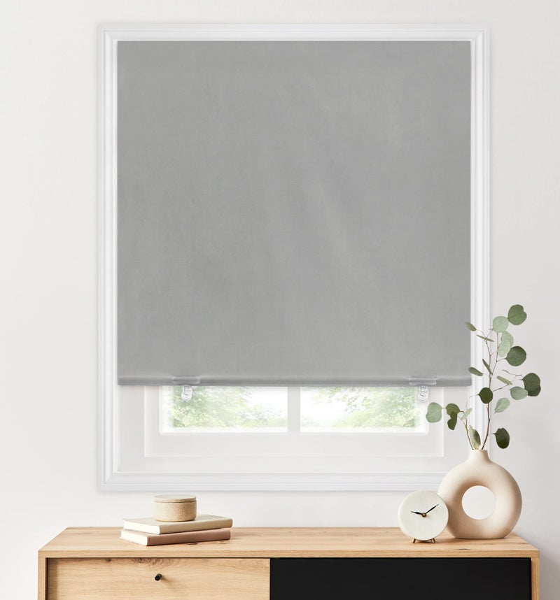 LazBlinds ستائر LazBlinds الدوارة المعتمة بنسبة 100%، ستائر لاسلكية للنوافذ بدون أدوات أو مثقاب، ستائر عازلة للحرارة وحماية من الأشعة فوق البنفسجية، توفر الخصوصية لغرف النوم (عرض 48 بوصة × ارتفاع 72 بوصة، رمادي) - Image 1