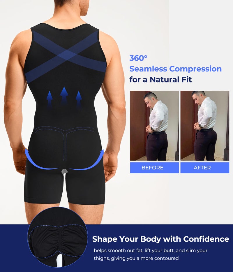 TAILONG Mens Shapewear Tummy Control Bodysuit Sleeveless Compression Shirts Slimming Body Shaper Fajas Para Hombres Black - Image 4