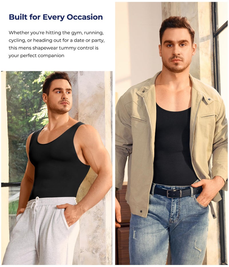 TAILONG Mens Shapewear Tummy Control Bodysuit Sleeveless Compression Shirts Slimming Body Shaper Fajas Para Hombres Black - Image 5