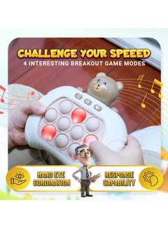 Reva Quick Push Electronic Pop Light Up Games Decompression Puzzle Machine Sensory Push Pop Bubble Toy-Interactive Button Toy for Kids(Beige Bear)  - Image 5