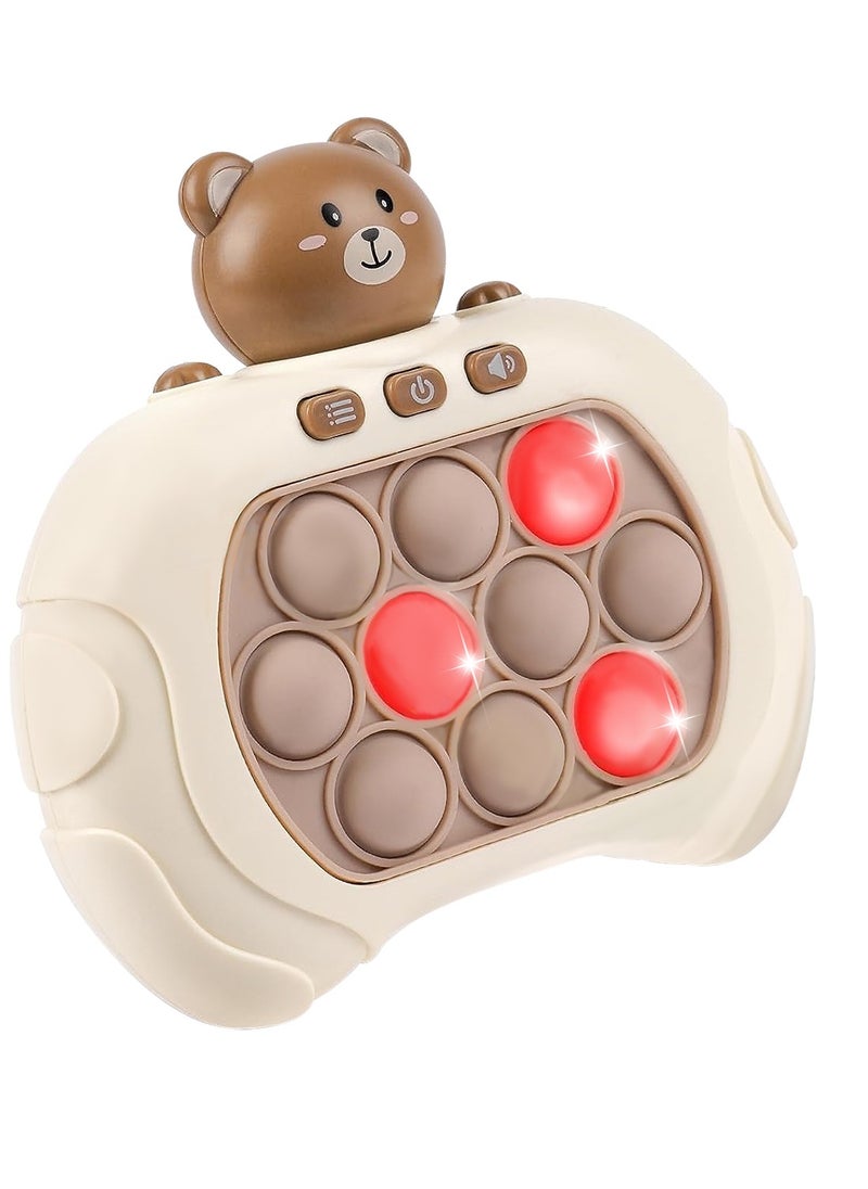 Reva - Quick Push Electronic Pop Light Up Games Decompression Puzzle Machine Sensory Push Pop Bubble Toy-Interactive Button Toy for Kids(Beige Bear) - Image 1