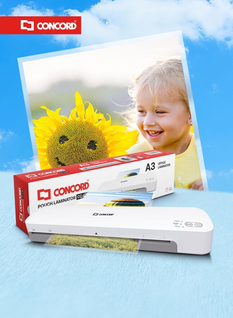 CONCORD CCL15 Laminator Machine for A3, A4, A5 & Smaller Sizes, Fast Warm-Up, 75–125 Mic, Jam Release Function - Image 4