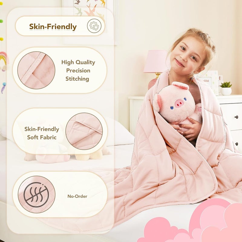 CuteKing Weighted Blanket for (7lbs, 40"x 60", Pink) Heavy Blanket for 90-100lbs, Weighted Blanket for Cooling & Heating with Premium Glass Beads, Soft Thick Blanket All-Season - Image 5