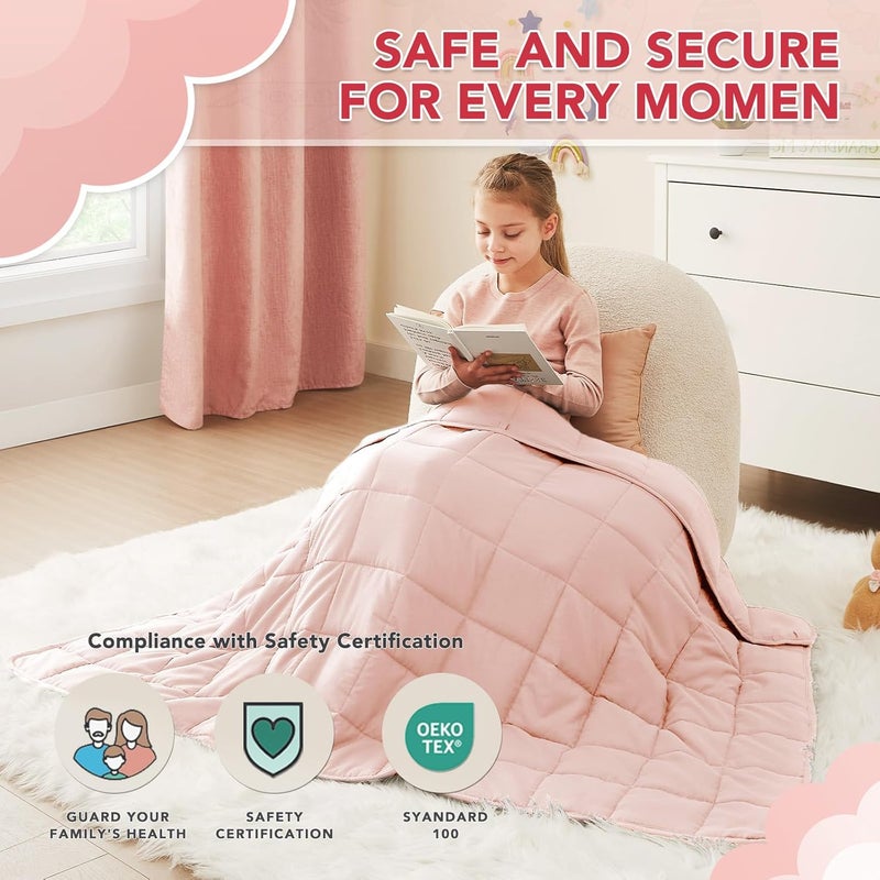 CuteKing Weighted Blanket for (7lbs, 40"x 60", Pink) Heavy Blanket for 90-100lbs, Weighted Blanket for Cooling & Heating with Premium Glass Beads, Soft Thick Blanket All-Season - Image 2