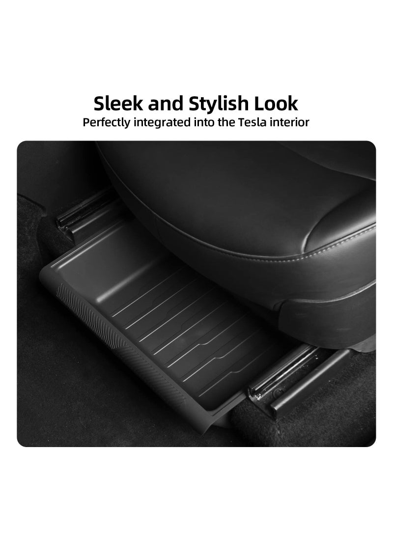 SYOSI Fit for Model Y Under Seat Storage Box Organizer with Cover ABS Texture Washable Tray Bins Tesla Accessories 2023 2022 2021 2020 - Image 5