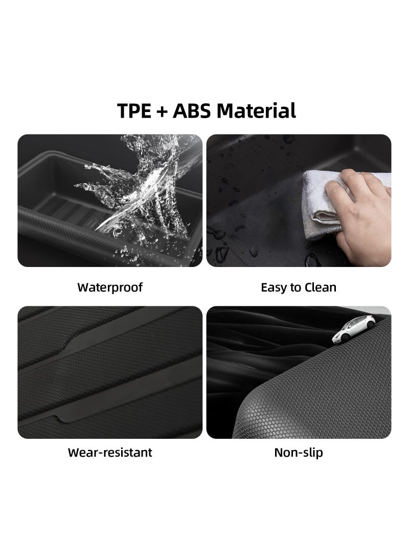 SYOSI Fit for Model Y Under Seat Storage Box Organizer with Cover ABS Texture Washable Tray Bins Tesla Accessories 2023 2022 2021 2020 - Image 3