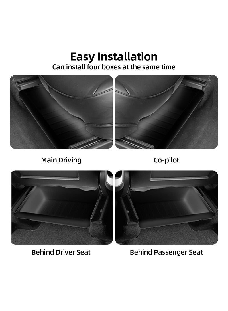 SYOSI Fit for Model Y Under Seat Storage Box Organizer with Cover ABS Texture Washable Tray Bins Tesla Accessories 2023 2022 2021 2020 - Image 4