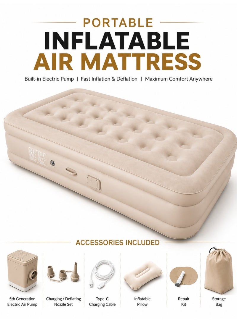 ZEESQUARE Portable Inflatable Air Mattress with Built-in Electric Pump - Image 1
