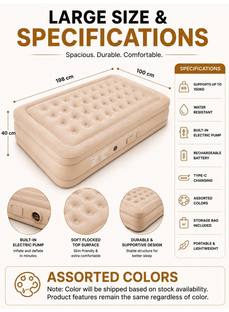 ZEESQUARE Portable Inflatable Air Mattress with Built-in Electric Pump - Image 2