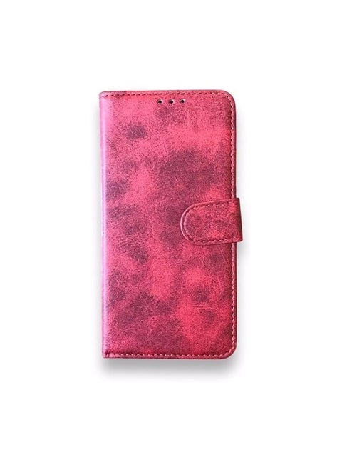 جراب جلدي كامل قابل للطي مع فتحة للبطاقات لهاتف Honor X7A، مزود بمسند، وحزام، وإغلاق مغناطيسي، وغطاء داخلي من السيليكون ، وحماية فائقة، متوافق مع هاتف Honor X7A (6.75 بوصة) (أحمر)