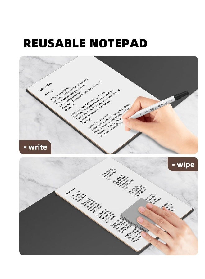 لوحة بيضاء صغيرة قابلة للمسح، مذكرة مكتبية محمولة قابلة لإعادة الاستخدام مع حامل للمكتب، لرسم الطلاب، قائمة المهام، لوحة ملاحظات بيضاء للمكتب، المنزل، والمدرسة، باللون الأسود - Image 5