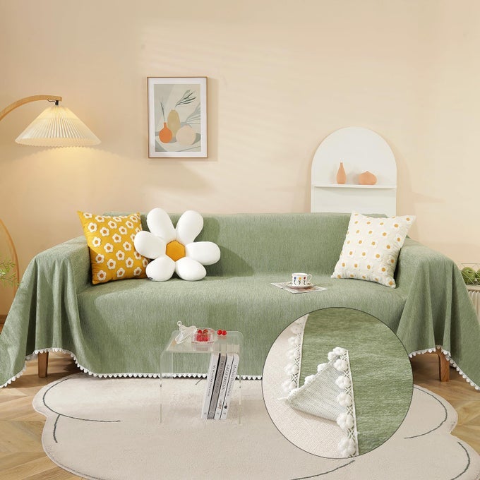 Couch Cover Sofa Covers Sage Couch Cushion Cover Dog Furniture Protector for Living Room Chenille Couch Throw Cover Soft Thick Machine Washable Throw Blankets Sofa Slipcovers 71 X134