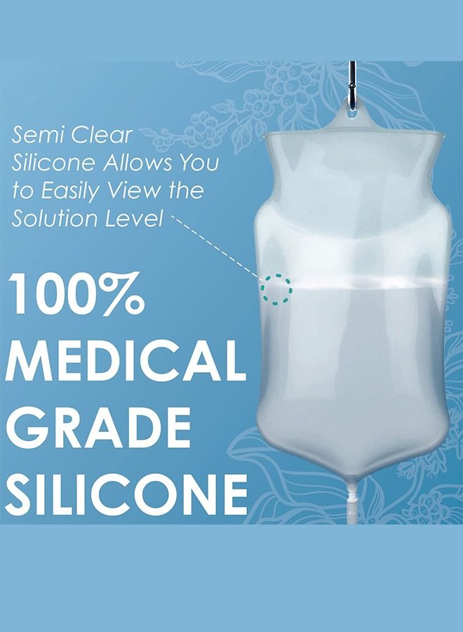 Generic 2L Reusable Silicone Enema Bag Kit with 1.5m Long Hose 5 Replaceable Tips and Controlled Water Flow for Colon Detox Cleanse Douche for Women and Men  - Image 2