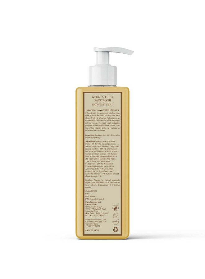 OHRIA Ayurveda Neem & Tulsi Face Wash Controls Acne & Gentle Foaming Face Wash 200Ml - Image 2