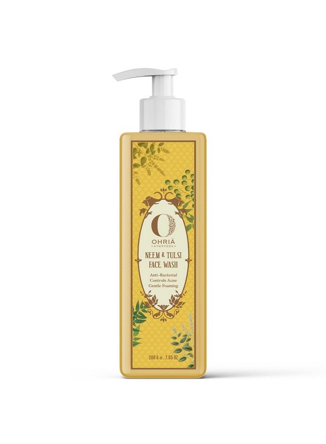 OHRIA Ayurveda Neem & Tulsi Face Wash Controls Acne & Gentle Foaming Face Wash 200Ml - Image 1