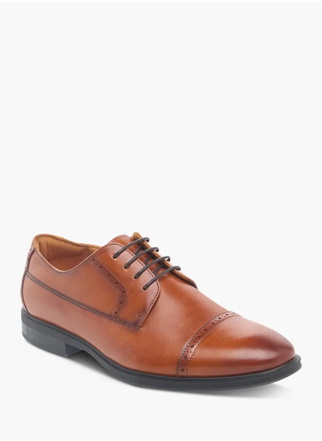لو كونفورت Mens Textured Lace-Up Derby Shoes