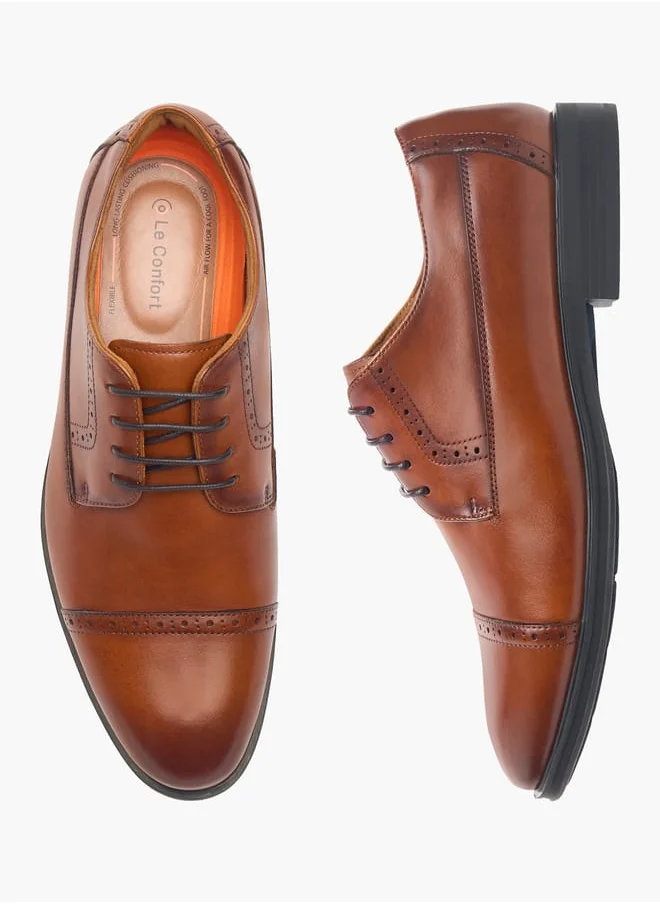 لو كونفورت Mens Textured Lace-Up Derby Shoes