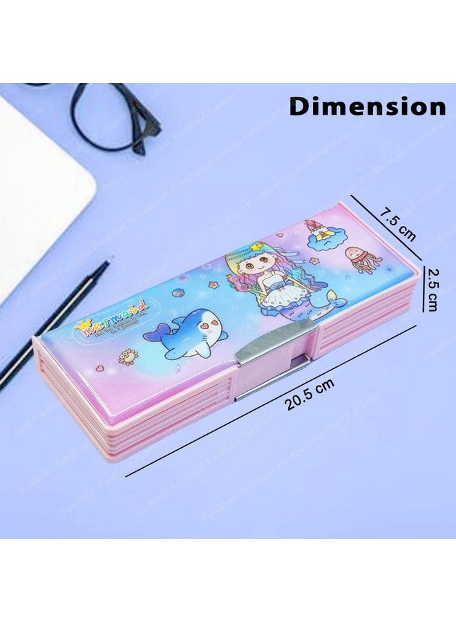 FunBlast Magnetic Pencil Case Box - Double Side Compartment Pencil Box for Kids, Pencil Holder, Stationary Organizer Pencil Box for Kids, Birthday Return Gift for Kids (Mermaid) - Image 2