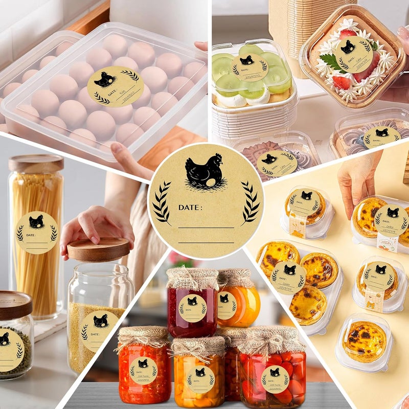 Bueake 500 Pcs 2 inch Natural Brown Kraft Chicken Egg Canning Sticker for Kitchen Mason Jar, Packaging - Image 4