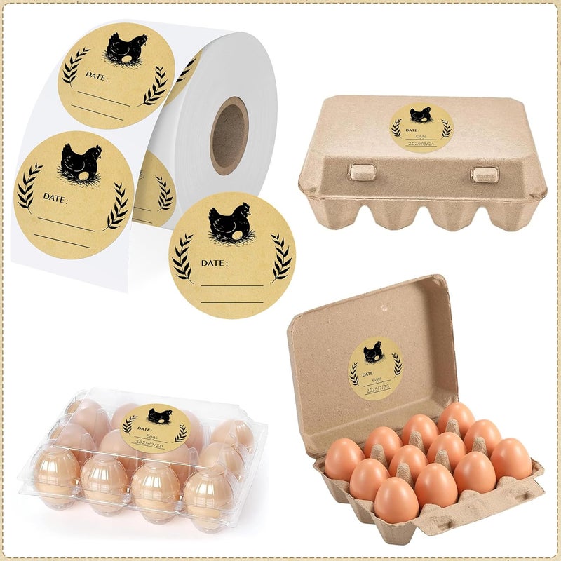 Bueake 500 Pcs 2 inch Natural Brown Kraft Chicken Egg Canning Sticker for Kitchen Mason Jar, Packaging - Image 2