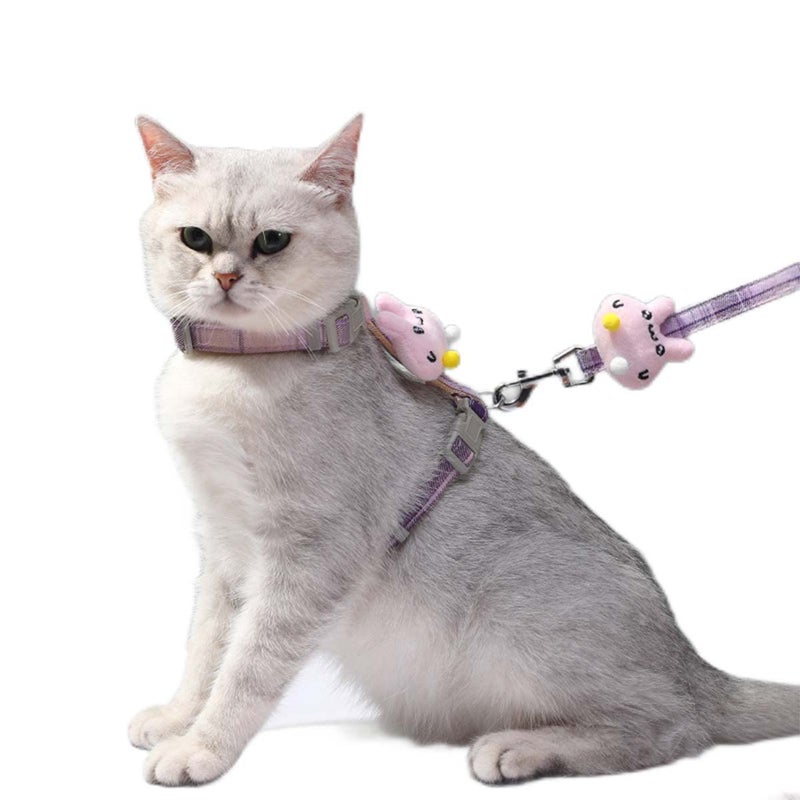 Qpets® طقم حزام وقيد للقطط ®، حزام خارجي للقطط مع مشبك سريع التحرير، حزام قابل للتعديل للقطط الصغيرة، حزام سفر خفيف الوزن وناعم للحيوانات الأليفة، - Image 1