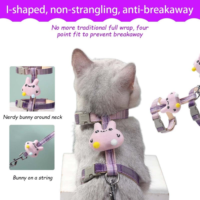 Qpets® طقم حزام وقيد للقطط ®، حزام خارجي للقطط مع مشبك سريع التحرير، حزام قابل للتعديل للقطط الصغيرة، حزام سفر خفيف الوزن وناعم للحيوانات الأليفة، - Image 3