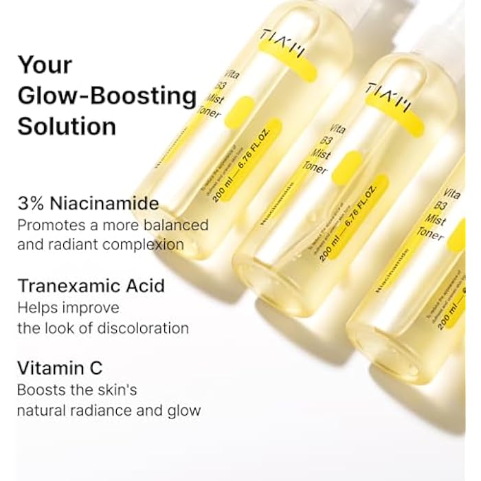 TIA'M Vita B3 Mist Toner, 6.76 fl oz, Glow Boosting Facial Spray with Niacinamide, Tranexamic Acid, and Vitamin C for All Skin Types, Hydrating & Refreshing, Korean Skin Care - Image 5