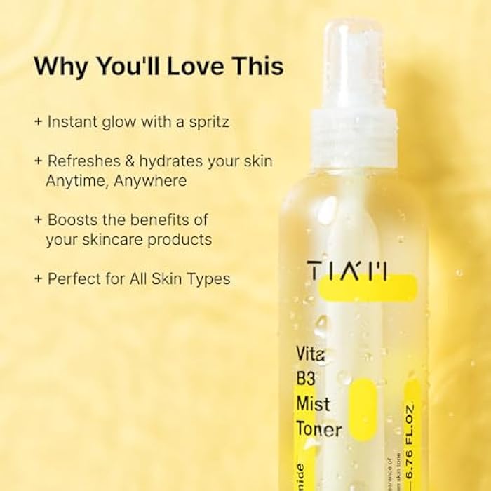 TIA'M Vita B3 Mist Toner, 6.76 fl oz, Glow Boosting Facial Spray with Niacinamide, Tranexamic Acid, and Vitamin C for All Skin Types, Hydrating & Refreshing, Korean Skin Care - Image 4