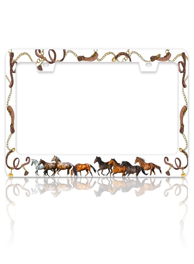 TINALUIN Horse License Plate Frame Horse Running Animal Stainless Steel License Plate Holder for Front and Rear Car Tags Funny for Car Decoration Accessories with Screws 6.3 X 12.2 in for Women Men - Image 1