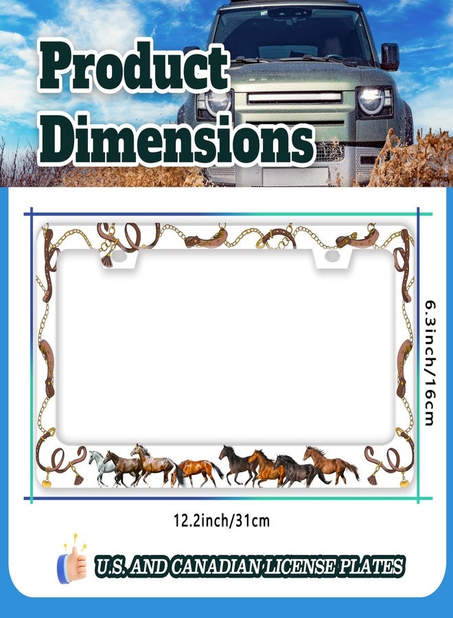 TINALUIN Horse License Plate Frame Horse Running Animal Stainless Steel License Plate Holder for Front and Rear Car Tags Funny for Car Decoration Accessories with Screws 6.3 X 12.2 in for Women Men - Image 3