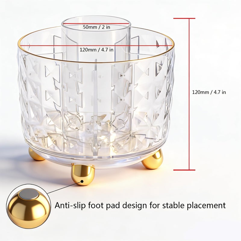GOTOBA 360Â° Rotating Pencil Holder for Desk, Makeup Brush Holder with 6 Slots, Desk Organizer for Writing Utensil, Office and School Supplies (Transparent) - Image 5