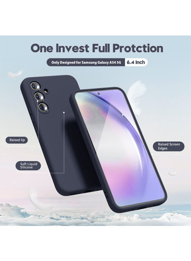 For Samsung Galaxy A54 Silicone Hard Back Color Cover,Camera Protection From Shocks From TPU Compatible with Samsung Galaxy A54 (6.4") (Dark Blue)