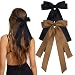 MIKONIKO Bow Hair Clips 2PCS Set for Women and Girls Black White Ribbon Bows for Hair with Long Tail Alligator Clip Black Brown - Image 2
