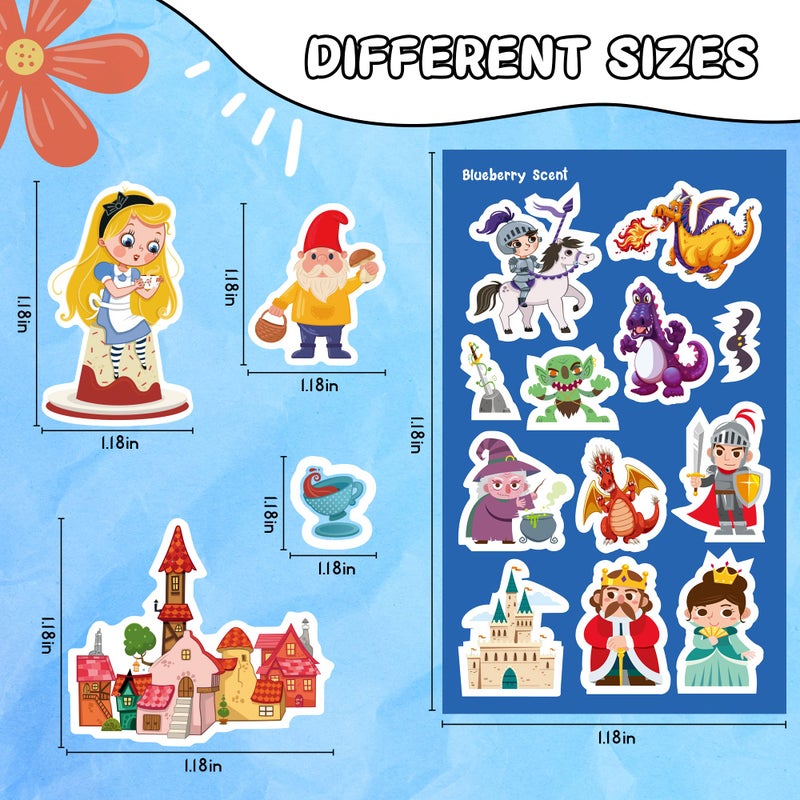 HORIECHALY Stickers for Kids, 620 Scratch and sniff Fairy Tale Stickers Multiple Characters Themes, Smelly Sticker 10 Fruit Scents for Water Bottles, Laptops, Journals, Create Your Own Fairy Tales - Image 4