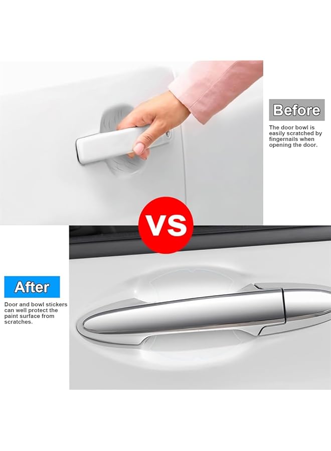 Car Door Handle Cup Protector, Clear Car Door Handle Scratches Protective Films For Vehicles, Transparent Door Handle Paint Scratch Protection Protective Film, Universal For Most Car Handles (4 Pcs) - Image 3