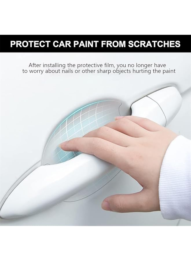 Car Door Handle Cup Protector, Clear Car Door Handle Scratches Protective Films For Vehicles, Transparent Door Handle Paint Scratch Protection Protective Film, Universal For Most Car Handles (4 Pcs) - Image 2