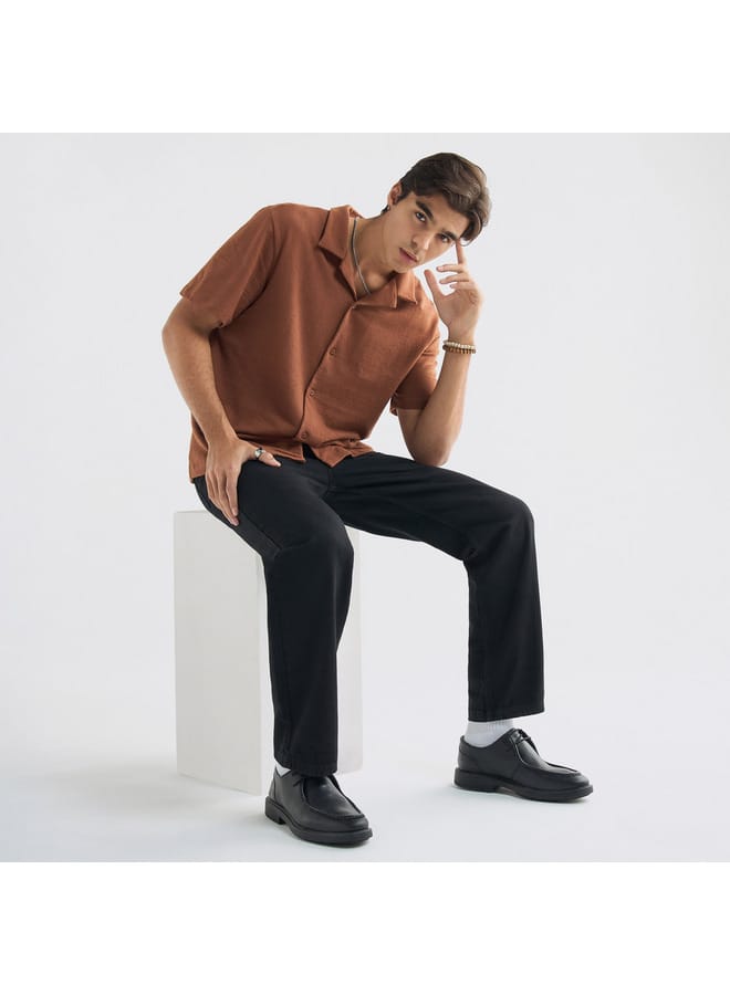 Splash FAV Textured Camp Collar Shirt with Short Sleeves  - Image 2